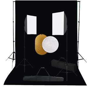 VIDAXL Fotostudio-set Mit Softbox-leuchten, Hintergrund Und Reflektor