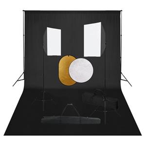 VIDAXL Fotostudio-set Mit Softbox-leuchten, Hintergrund Und Reflektor