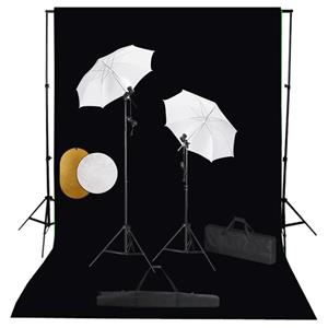 VIDAXL Fotostudio-set Mit Leuchten, Schirmen, Hintergrund, Reflektor