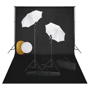 VIDAXL Fotostudio-set Mit Leuchten, Schirmen, Hintergrund, Reflektor