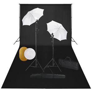VIDAXL Fotostudio-set Mit Leuchten, Schirmen, Hintergrund, Reflektor