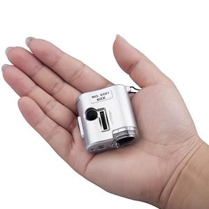Draagbare Mini Pocket 60X Microscoop Juwelier Loep Lens Verlichte Sieraden Insect Vergrootglas Glas 3 LED Met UV Licht Microscoop