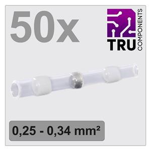 trucomponents TRU COMPONENTS TC-12888416 Stootverbinder Met krimpkous 0.25 mm&sup2; 0.34 mm&sup2; Volledig ge&iuml;soleerd Wit 50 stuk(s)