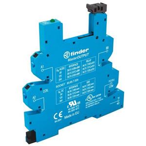 Finder 93.65.7.024 Relaissocket Met houderbeugel, Met LED, Met EMC-ontstoringsschakeling Geschikt voor serie:  serie 34  34.51,  34.81 1