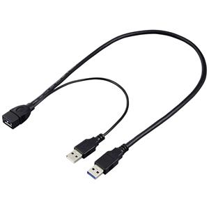 Renkforce USB-kabel USB 3.0 USB-A stekker, USB-A stekker, USB-A bus 50 cm Zwart RF-5719752