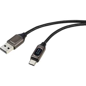Renkforce USB-kabel USB 2.0 USB-C stekker 1.00 m Aluminium (metallic) Afscherming gevlochten, Aluminium-stekker RF-6249616