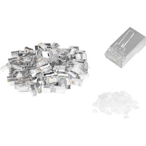 Digitus AK-219603-100  CAT 6 modulaire stekker voor ronde kabel - 100 stuks AK-219603-100 RJ45, stekker Aantal polen (sensoren) 8 Zilver 100 stuk(s)