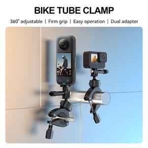 TELESIN TE-HBM-004 Camera Mount Clamp Mount Fietsstuur Adapter Mount 360 graden Draaibaar met zwart