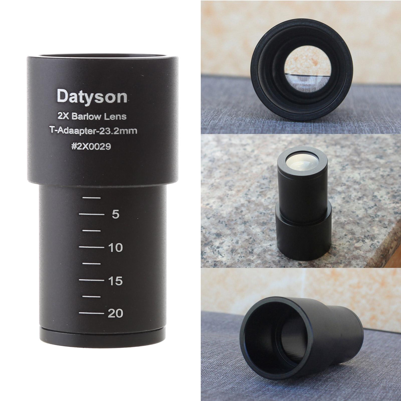 Volledig metalen aluminium 2X Barlow-lensmicroscoopaccessoires voor 23,2 mm montagepoort biologische microscoop optische glazen lens