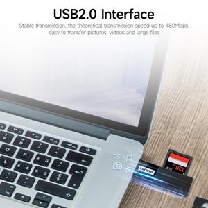 TOMTOP JMS Lenovo D221 USB2.0 kaartlezer draagbare SD+TF 2-in-1 kaartlezer stabiele transmissie ABS-behuizing zwart