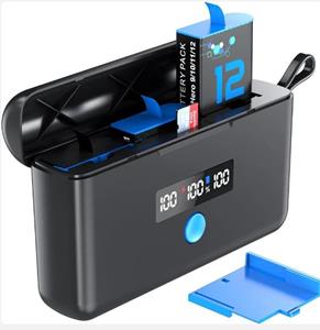 Gopro accessories Batterijlader voor GoPro Hero 12/11/10/9/8/7/6/5, algemene GoPro-batterijlader met micro-SD-kaartlezer en batterijvoedinglezer