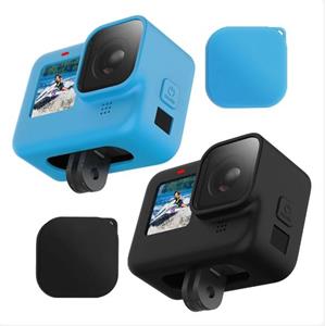 Gopro accessories Beschermende siliconen hoes voor GoPro Hero 11 10 9 Zwarte gehard glazen schermbeschermer Film Lensdopkap Go Pro-accessoire