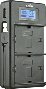 Jupio USB Duo Oplader met LCD voor Canon LP-E12 - Met Powerbank functie