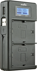 Jupio USB Duo Oplader met LCD voor Sony NP-FW50 - Met Powerbank functie