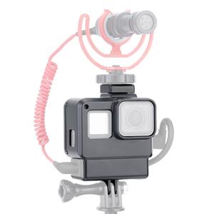 Andoer Vlog Case Action Camera Behuizing Shell Vlogging Cage Frame met Cold Shoe Mount voor GoPro Hero 7 6 5 Zwart zwart