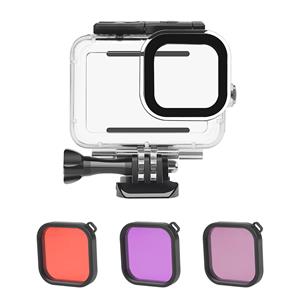 Andoer Waterdichte behuizing voor actiecamera + rood roze paars filterset vervanging voor GoPro Hero 9 GoPro Hero veelkleurig