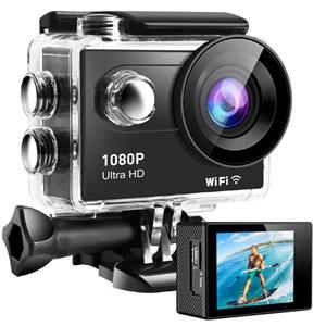 Honor Electronics 1080P Ultra HD-actiecamera met 2,0 inch LCD-scherm 12 MP 30 m waterdicht Anti-trillen 120 graden groothoek zwart