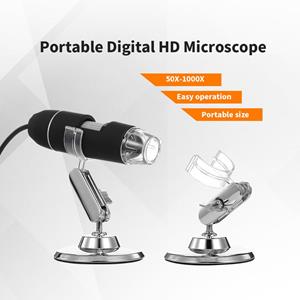 Draagbare digitale microscoop 50X tot 1000X zoom HD-microscoop 3 in 1 USB-vergrootglas 8 LED-verlichting Zwart zwart