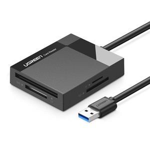 MANADA -  Tech Ugreen USB 3.0 geheugenkaartlezer met 1m kabel - Zwart - Compatibel met SD/microSD/CF/MS kaarten, Model CR125 30231