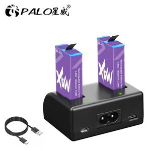 PALO Gopro Max Camera gopro Max Oplaadbare Batterij + LCD Oplader Voor Gopro Max 360 Action Camera Batterijen Accessoires gopro 1 charger+1battery