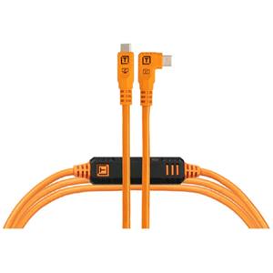 Tether Tools TetherTools TetherPro Optima 10G USB-C 15' (4.6m) Straight to Right, High-Visibility Orange