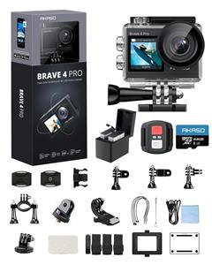 ELECPITA AKASO Action Camera Brave 4 Pro met SD 4K 20MP Touchscreen Dual 40M Onderwater EIS-beeld Externe microfoon WiFi HDMI 5x Afstandsbediening 170 graden