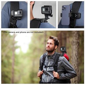 Andoer PULUZ Rugzak Schouderriem Mount Rugzak Clip Vervanging voor GoPro Hero 11/10/9 Osmo Pocket zwart