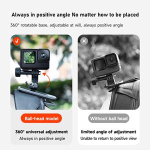 Andoer TELESIN Rugzakriemklem Magnetische draaibare clip voor camera 360 graden draaibare verstelbare riembevestiging Snel zwart
