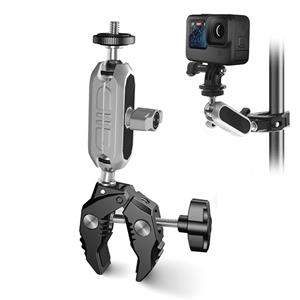 Andoer Camerabevestigingen Klembevestiging Fietsstuuradapterbevestiging Aluminiumlegering 1,5 kg Draagvermogen met without phone clip zilver