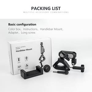 Andoer Camera Mount Klem Mount Fietsstuur Adapter Mount met Dual 360 graden Draaibare Balhoofd met without phone clip zwart