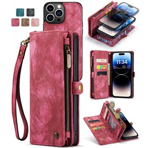 Caseme iPhone 13 Pro Max hoesje - Vintage 2 in 1 portemonnee - Roze