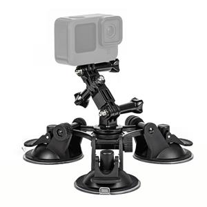 Andoer Zuignap telefoonhouder Driepoot zuignaphouder met sportcamera-adapter Telefoonclip en vast zwart