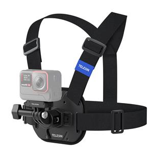 TELESIN Sportcamera Borstbevestiging Harnas Snelontgrendelende Borstband Vervanging voor GoPro Hero zwart
