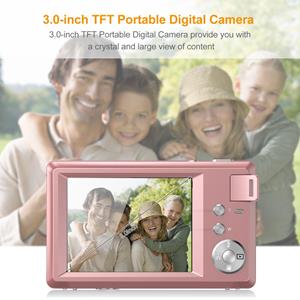 Honor Electronics Andoer 3,0-inch TFT draagbare digitale camera 48MP 4K Ultra HD 16X zoom Autofocus Zelfontspanner Gezicht roze