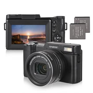 Andoer CD-R5 4K Digitale Camera Digitale Videocamera Camcorder 48MP 3.0 Inch IPS Opvouwbaar Scherm 5X zwart