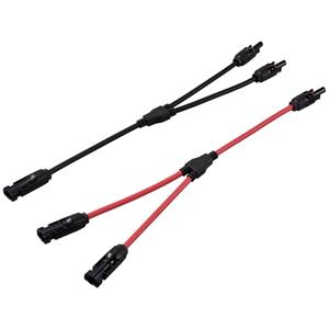 TRU COMPONENTS TC-12195656 1x MC 4 verdeler Y-stekker op zonne-energie stekker op 2x bus + bus op 2x stekker 1000 V DC 30 A Zwart, Rood 2 stuk(s)
