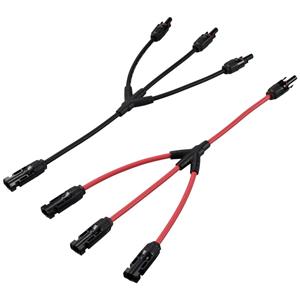 TRU COMPONENTS TC-12195664 1x MC 4 verdeler Y-stekker op zonne-energie op 3x bus + bus op 3x stekker 1000 V DC 30 A Zwart, Rood 2 stuk(s)