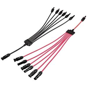 TRU COMPONENTS TC-12195672 1x MC 4 verdeler Y-stekker op zonne-energie stekker op 6x bus + bus op 6x stekker Zwart, Rood Inhoud: 2 stuk(s)