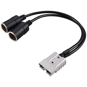TRU COMPONENTS TC-12195700 Hoge stroomsterktes batterijstekker op 2x AUTOSIGARETTENAANSTEKERBUS Zwart 1 stuk(s)