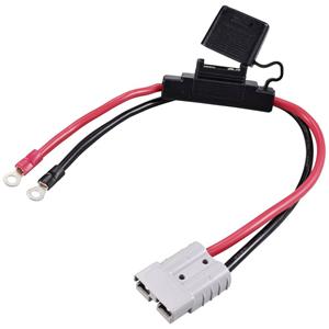 TRU COMPONENTS TC-12195704 Hoge stroomsterktes batterijstekker 50 A op ringoog met zekeringhouder 50 A Zwart, Rood 1 stuk(s)