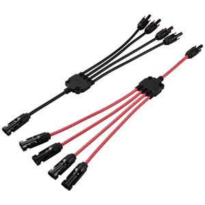 TRU COMPONENTS TC-12195724 1x MC 4 verdeler Y-stekker op zonne-energie stekker op 4x bus + bus op 4x stekker 1000 V DC 30 A Zwart, Rood 2 stuk(s)