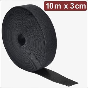 Quadrios 24CA308 Klittenband Om te bundelen Haak- en lusdeel (l x b) 10 m x 3 cm Zwart 10 m