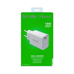 Celly Thuislader 1 USB-C 18W Wit