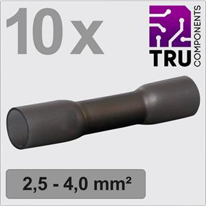 TRU COMPONENTS TC-13448500 Stootverbinder Met krimpkous 2.5 mm² 4 mm² Volledig geïsoleerd Zwart 10 stuk(s)