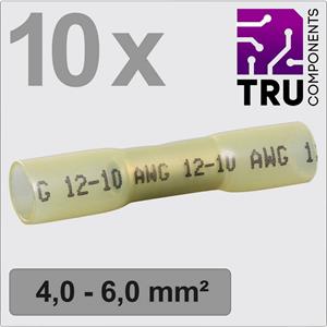 TRU COMPONENTS TC-13448504 Stootverbinder Met krimpkous 4 mm² 6 mm² Volledig geïsoleerd Geel 10 stuk(s)