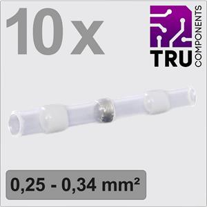 TRU COMPONENTS TC-13448508 Stootverbinder Met krimpkous 0.25 mm² 0.34 mm² Volledig geïsoleerd Wit 10 stuk(s)
