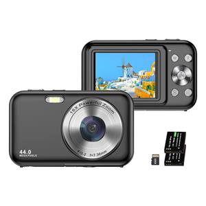 Honor Electronics Draagbare Digitale Camera 1080P Videocamera 44MP 16X Digitale Zoom Autofocus Zelfontspanner Anti-trillen zwart
