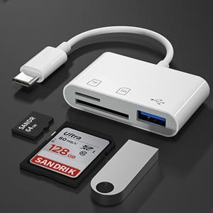 YJMP Type-C Adapter TF CF SD-geheugenkaartlezer OTG-schrijver Compact Flash USB-C voor IPad Pro Huawei voor Macbook USB Type C-kaartlezer wit