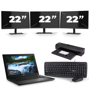 Dell Latitude 7490 - Intel Core i5-8e Generatie - 14 inch - 16GB RAM - 480GB SSD - Windows 11 + 3x 22 inch Monitor
