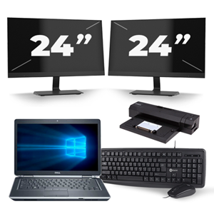 Dell Latitude E6430 - Intel Core i7-2e Generatie - 14 inch - 8GB RAM - 256GB SSD - Windows 10 + 2x 24 inch Monitor